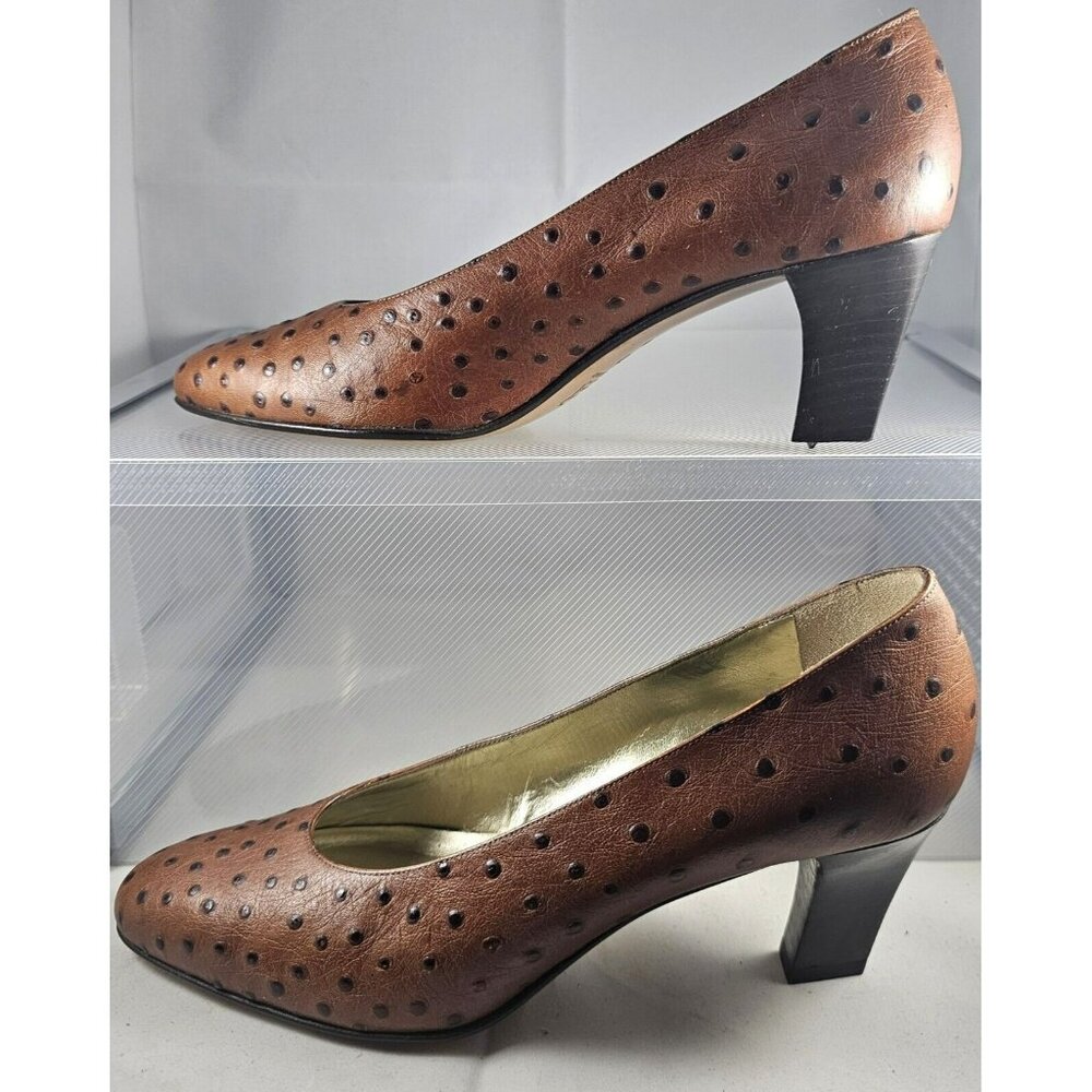 Vintage Di Sandro Women's Brown Calf Size 7 Missing Rubber On Right Heel Italy.